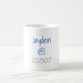 Taza De Café Personalizado de código postal azul Silver de la U