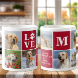 Taza De Café Personalizado de Collage de fotos Dog LOVE 7 El dí<br><div class="desc">Presentamos nuestra moderna y elegante película Love Paw Print, el El día de San Valentín perfecto para cualquier amante de los perros! Esta taza de moda presenta un collage moderno de fotos personalizados y el mensaje día de San Valentín personalizado para mostrar tu amor por tu amigo. Como madre o...</div>