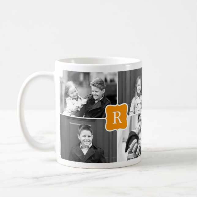 Taza De Café Personalizado de Collage de Monograma Foto Mug - N (Izquierda)