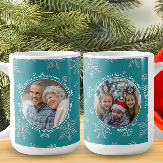 Taza De Café Personalizado de copos de nieve en invierno Foto N (This lovely mug is the perfect way to embrace the spirit of the season.)