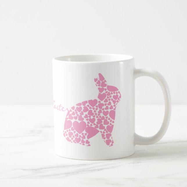 Taza De Café Personalizado de corazones de conejito rosado de P (Derecha)