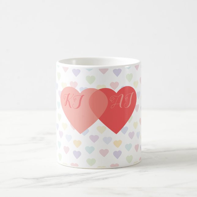 Taza De Café Personalizado de corazones entrelazados de amor mo (Centro)