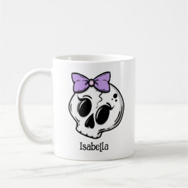 Taza De Café Personalizado de cráneo de Halloween con púrpura