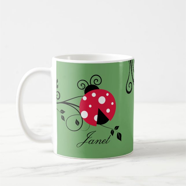 Taza De Café Personalizado de Cuadros Lady Bug Mug Ladybug (Izquierda)