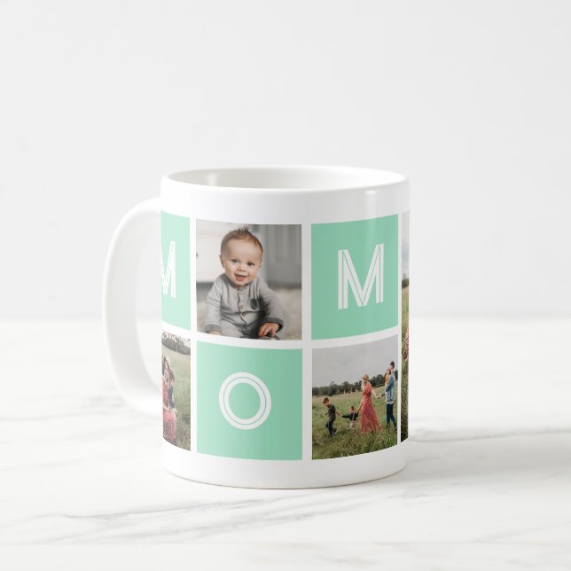 Taza De Café Personalizado de cumpleaños verde mamá 5 Foto (Anverso izquierdo)