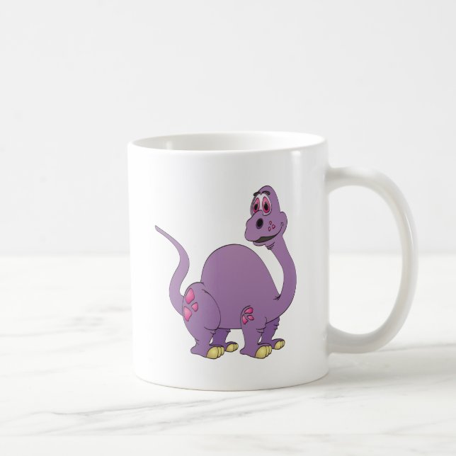 Taza De Café Personalizado de dinosaurios morados de cuello lar (Derecha)