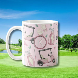Taza De Café Personalizado de diseño de golf femenino rosa eleg
