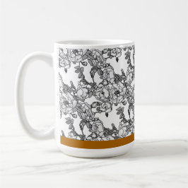 Taza De Café Personalizado de escala gris de rama de Rosa