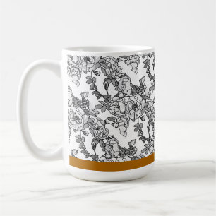 Taza De Café Personalizado de escala gris de rama de Rosa