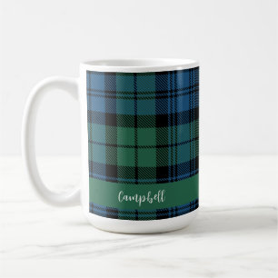 Taza De Café Personalizado de escritura de plaid rústico Campbe