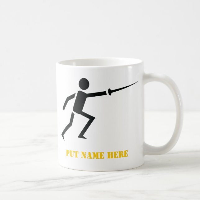 Taza De Café Personalizado de esgrima de silueta negra (Derecha)