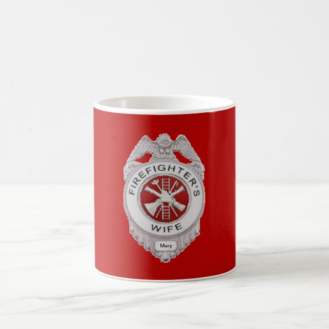 Taza De Café Personalizado de esposa del bombero (Centro)