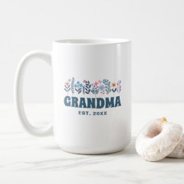 Taza De Café Personalizado de Flor Groovy Floral Vintage Grandm