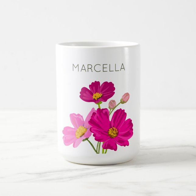 Taza De Café Personalizado de flores Cosmos de jardín brillante (Centro)