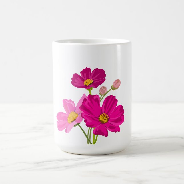 Taza De Café Personalizado de flores Cosmos de jardín brillante (Centro)