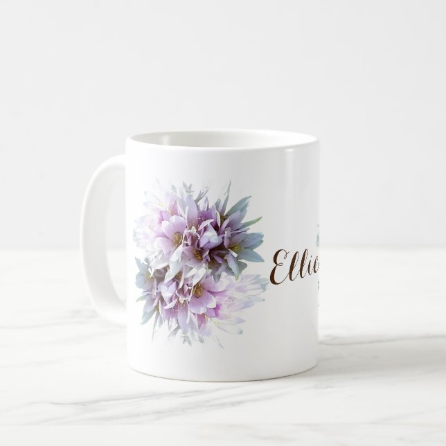 Taza De Café Personalizado de flores de crocus rosa (Anverso izquierdo)