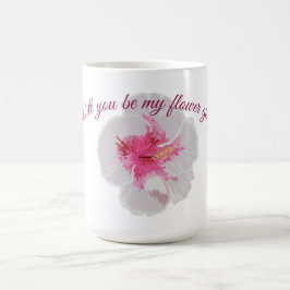 Taza De Café Personalizado de Flores Hibiscus Blancas