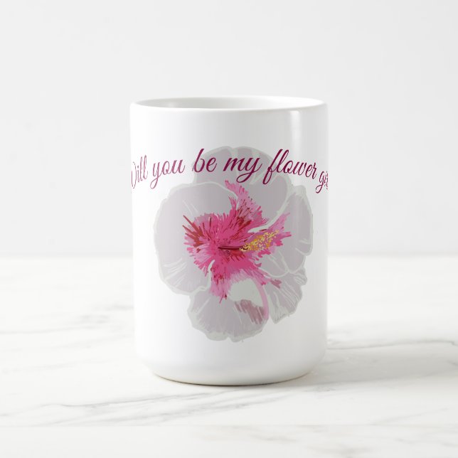 Taza De Café Personalizado de Flores Hibiscus Blancas (Centro)