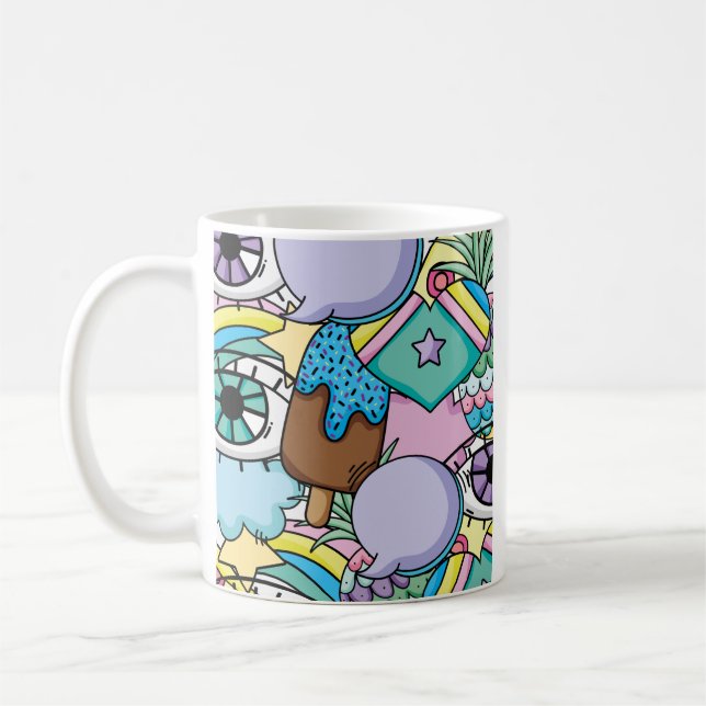 Taza De Café Personalizado de fondo de arte pop (Izquierda)