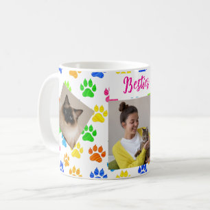 Taza De Café Personalizado de fotografía colorida de Paw Print 