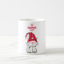 Taza De Café personalizado de gatito gnome con luz navidad