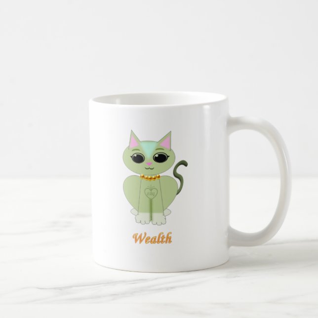 Taza De Café Personalizado de gatito verde (Derecha)