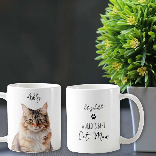 Taza De Café Personalizado de gato de Maine lindo, mejor mamá / (Subido por el creador)
