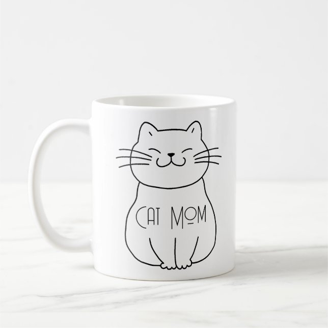 Taza De Café Personalizado de gato lindo de mamá sonriente (Izquierda)