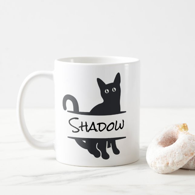 Taza De Café Personalizado de gato negro (Con donut)