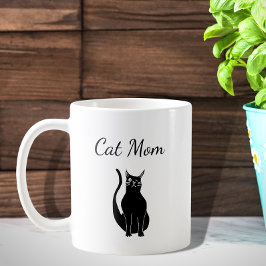 Taza De Café Personalizado de gato negro lindo Winty Kitty