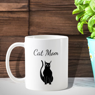 Taza De Café Personalizado de gato negro lindo Winty Kitty