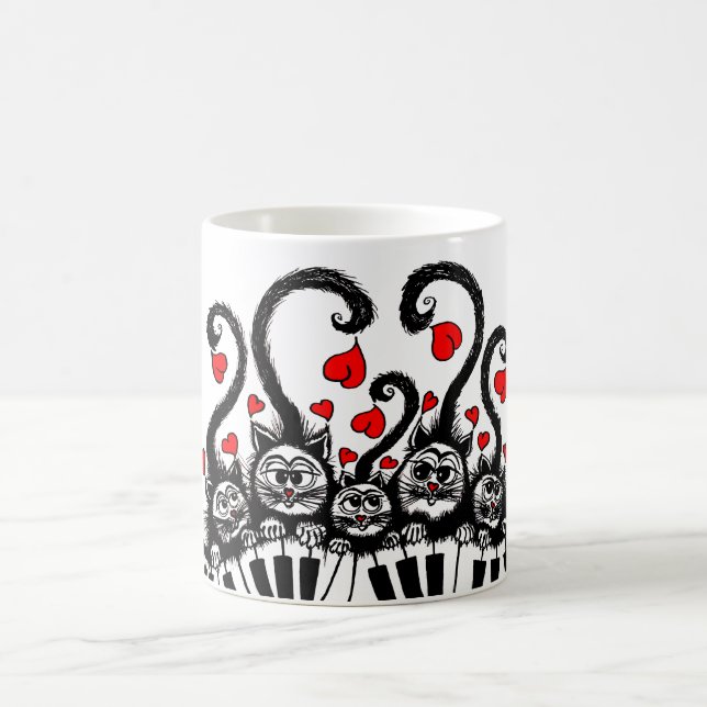 Taza De Café Personalizado de gatos y corazones (Centro)