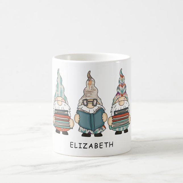 Taza De Café Personalizado de Gnomes de lecturas de libros dive (Centro)
