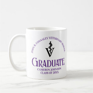 Taza De Café Personalizado de graduación de la Escuela Purple V