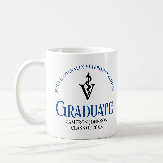 Taza De Café Personalizado de Graduación de la Escuela Veterina (Izquierda)