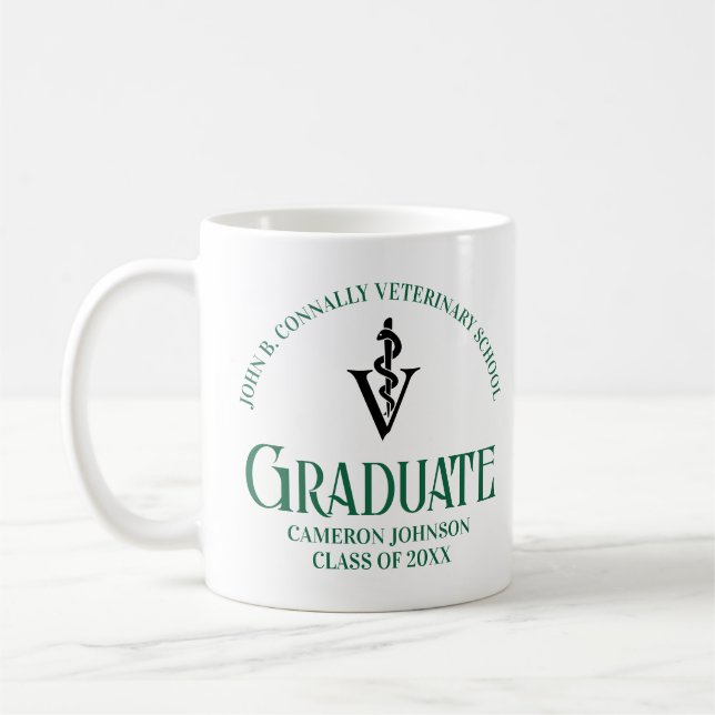 Taza De Café Personalizado de Graduación de la Escuela Veterina (Izquierda)