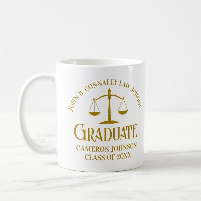 Taza De Café Personalizado de graduación de la Facultad de Dere (Izquierda)
