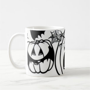 Taza De Café Personalizado de halloween blanco y negro