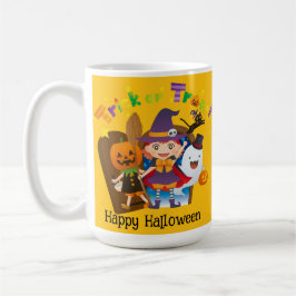 Taza De Café Personalizado de Halloween Naranja de chica capric
