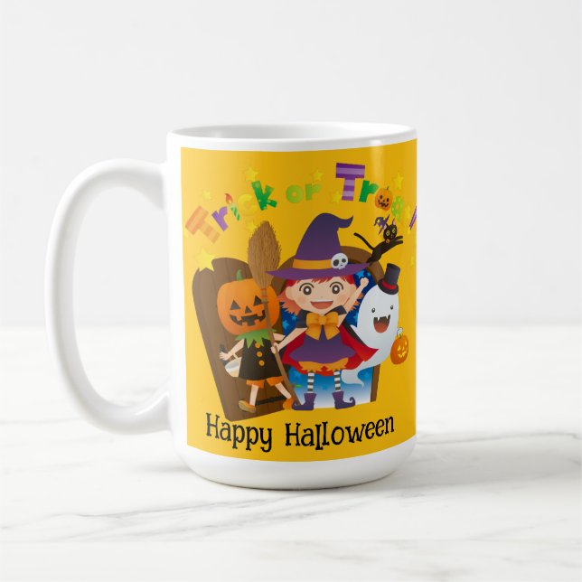 Taza De Café Personalizado de Halloween Naranja de chica capric (Izquierda)