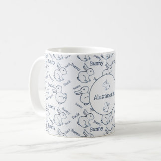 Taza De Café Personalizado de ilusión del patrón de pato azul y