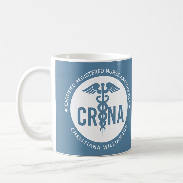 Taza De Café Personalizado de la CRNA Certificado de enfermero  (Izquierda)