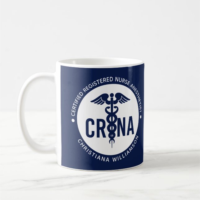Taza De Café Personalizado de la CRNA Certificado de enfermero  (Izquierda)