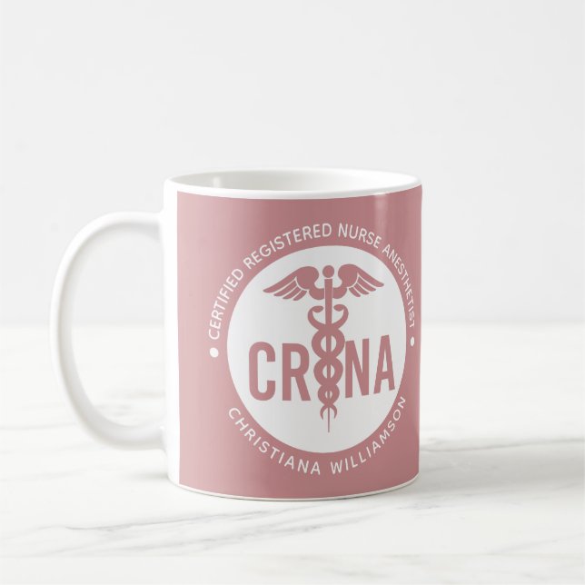 Taza De Café Personalizado de la CRNA Certificado de enfermero  (Izquierda)