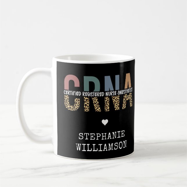 Taza De Café Personalizado de la CRNA Certificado de enfermero  (Izquierda)
