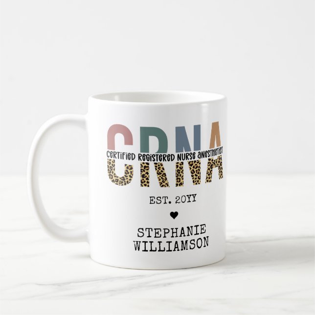 Taza De Café Personalizado de la CRNA Certificado de enfermero  (Izquierda)