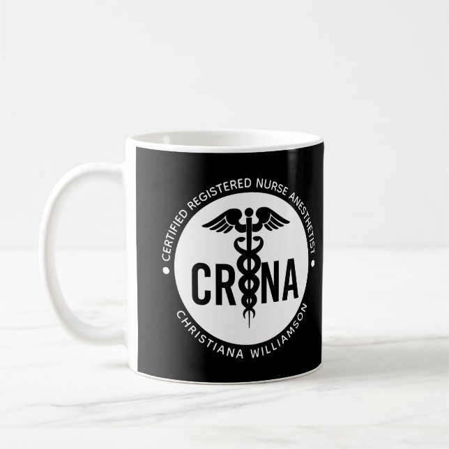 Taza De Café Personalizado de la CRNA Certificado de enfermero  (Izquierda)