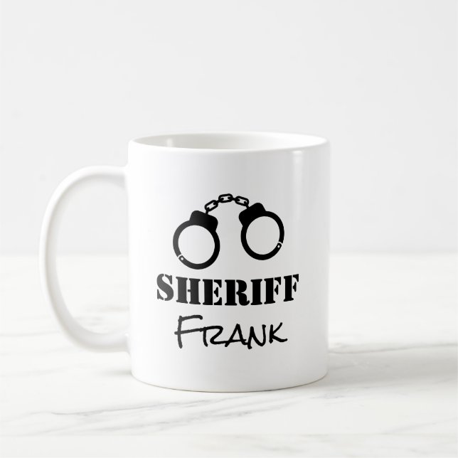 Taza De Café Personalizado de la policía esposas policía sherif (Izquierda)