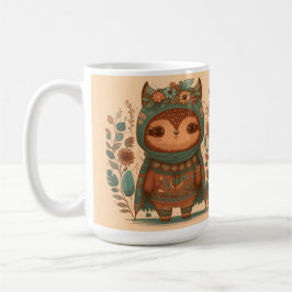 Taza De Café Personalizado de lechuza floral cute boho