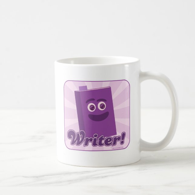 Taza De Café Personalizado de libro sassy Writer Purple Happy (Derecha)